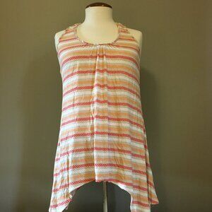 Y2K Suzy Shier Rope Print Rayon Handkerchief Hem Tank Top Boho M